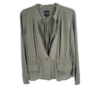 Nic + Zoe Olive Green Lightweight Blazer One Button Long Sleeve Sz Small